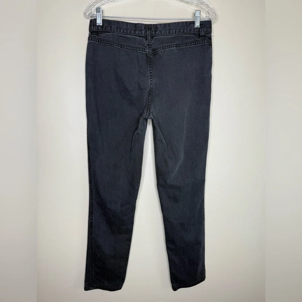 LRL Lauren Ralph Lauren Black Straight Jeans Zipper Front Pockets Stretch Sz 6